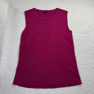 Talbots Womens Berry Pink Cotton Modal Knit Sleeveless Shell Top Crew Neck Med